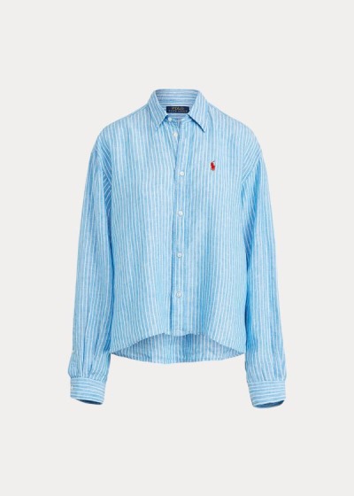 Polo Ralph Lauren Striped Linen Skjorter Dame Danmark (YQXCU8361)